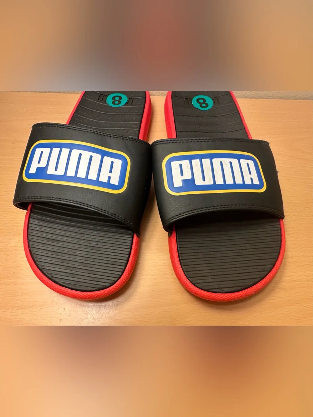 Puma Cool Cat Alumni Men's Black/Red/Blue/Yellow Slides Size 8